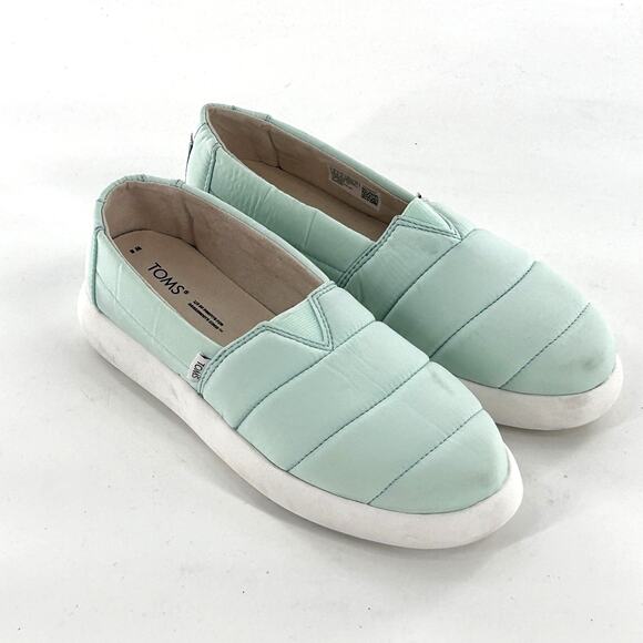 TOMS Alpargata Flats 8 Mallow Puff Quilted Mint Green Women's Comfort - Picture 1 of 7